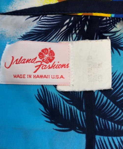 island fashions（アイランドファッション）island fashions (アイランドファッション) 半袖シャツ ブルー×イエロー サイズ:SMLの古着・服飾アイテム