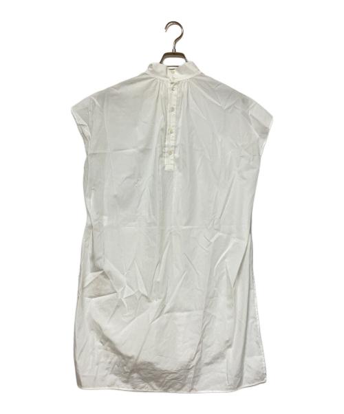 MACPHEE（マカフィー）MACPHEE (マカフィー) コットンブロード スタンドカラーチュニックブラウス ホワイト サイズ:36の古着・服飾アイテム