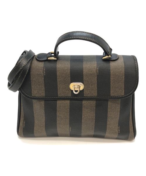 FENDI（フェンディ）FENDI (フェンディ) ペカン柄2WAYハンドバッグ ブラック×ブラウンの古着・服飾アイテム