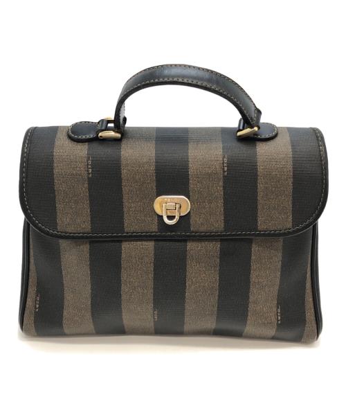 FENDI（フェンディ）FENDI (フェンディ) ペカン柄2WAYハンドバッグ ブラック×ブラウンの古着・服飾アイテム