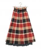 BLUE LABEL CRESTBRIDGEブルーレーベルクレストブリッジ）の古着「ロングスカート」｜レッド×ベージュ