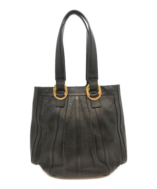 BVLGARI（ブルガリ）BVLGARI (ブルガリ) GREREL　レザートートバッグ ブラックの古着・服飾アイテム