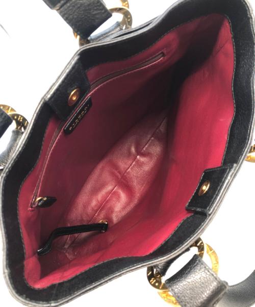 BVLGARI（ブルガリ）BVLGARI (ブルガリ) GREREL　レザートートバッグ ブラックの古着・服飾アイテム