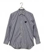 PLAY COMME des GARCONSプレイコムデギャルソン）の古着「Stripe Shirt With Black Emblem」｜ホワイト×ブルー