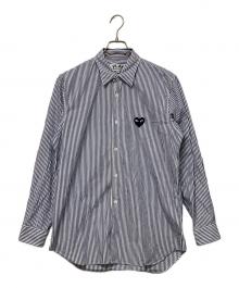 PLAY COMME des GARCONS（プレイコムデギャルソン）の古着「Stripe Shirt With Black Emblem」｜ホワイト×ブルー