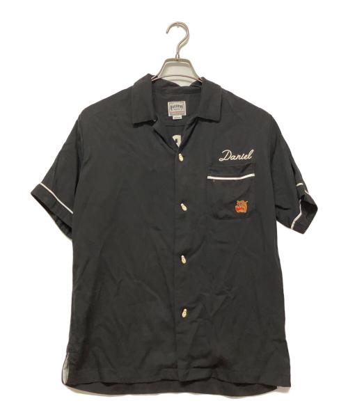 HOUSTON（ヒューストン）HOUSTON (ヒューストン) AIR POLICE ボーリングシャツ ブラック サイズ:SIZE Mの古着・服飾アイテム