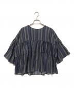 utiliteユティリテ）の古着「半袖ブラウス」｜ネイビー