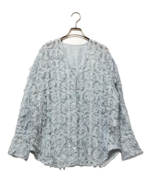 SALON adam et rope'（サロンアダムエロペ）SALON adam et rope' (サロンアダムエロペ) モチーフカットジャガードブラウス ブルー サイズ:Freeの古着・服飾アイテム