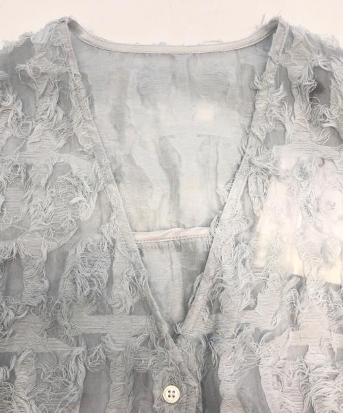 SALON adam et rope'（サロンアダムエロペ）SALON adam et rope' (サロンアダムエロペ) モチーフカットジャガードブラウス ブルー サイズ:Freeの古着・服飾アイテム