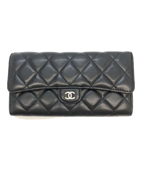 CHANEL（シャネル）CHANEL (シャネル) マトラッセ クラシック ロング フラップウォレット ブラックの古着・服飾アイテム