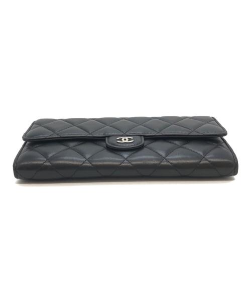 CHANEL（シャネル）CHANEL (シャネル) マトラッセ クラシック ロング フラップウォレット ブラックの古着・服飾アイテム