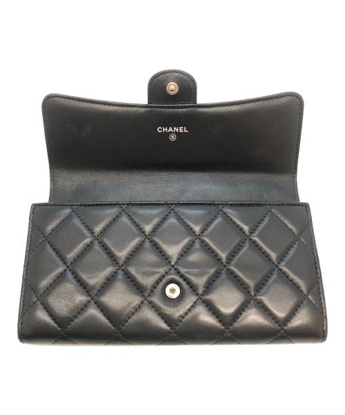 CHANEL（シャネル）CHANEL (シャネル) マトラッセ クラシック ロング フラップウォレット ブラックの古着・服飾アイテム