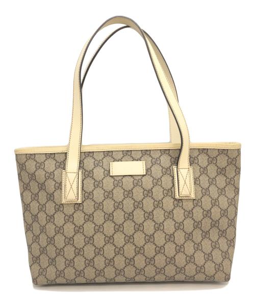 GUCCI（グッチ）GUCCI (グッチ) GGスプリーム　ハンドバッグ ブラウン×アイボリーの古着・服飾アイテム