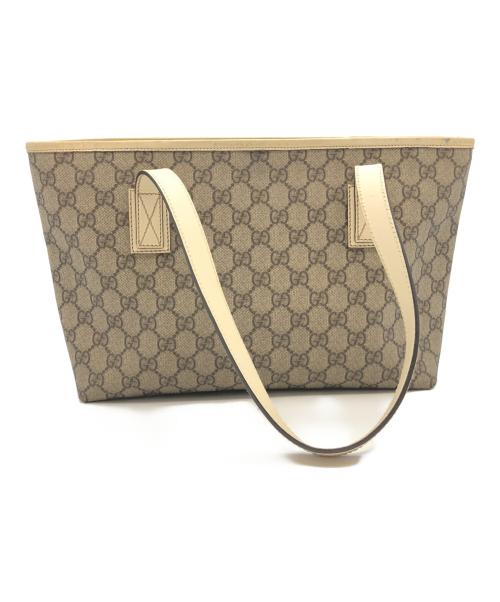GUCCI（グッチ）GUCCI (グッチ) GGスプリーム　ハンドバッグ ブラウン×アイボリーの古着・服飾アイテム
