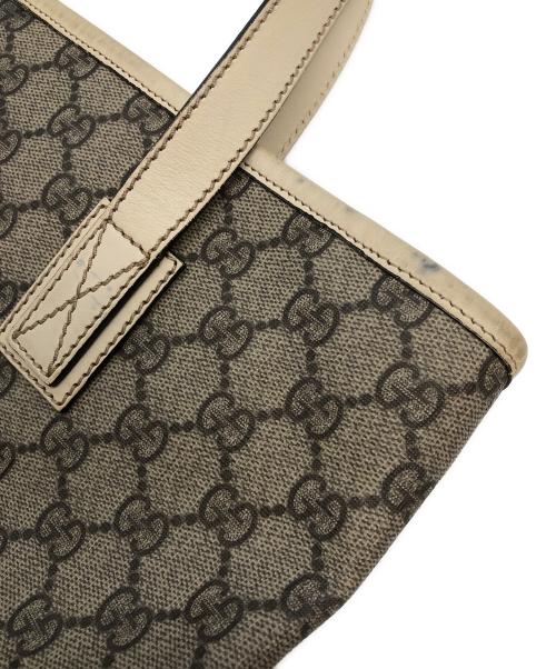 GUCCI（グッチ）GUCCI (グッチ) GGスプリーム　ハンドバッグ ブラウン×アイボリーの古着・服飾アイテム