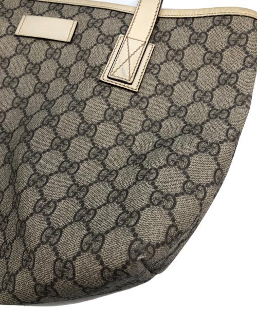 GUCCI（グッチ）GUCCI (グッチ) GGスプリーム　ハンドバッグ ブラウン×アイボリーの古着・服飾アイテム