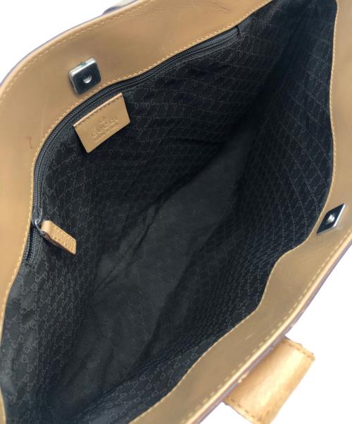 GUCCI（グッチ）GUCCI (グッチ) レザートートバッグ ブラウン×ベージュの古着・服飾アイテム
