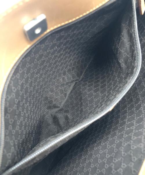 GUCCI（グッチ）GUCCI (グッチ) レザートートバッグ ブラウン×ベージュの古着・服飾アイテム