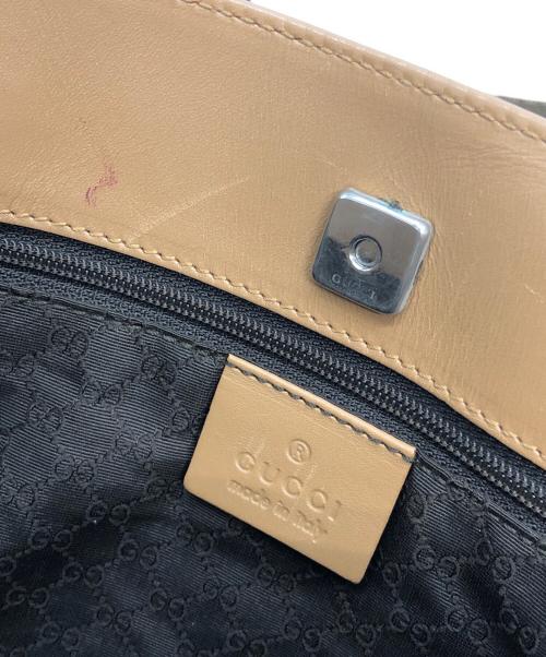 GUCCI（グッチ）GUCCI (グッチ) レザートートバッグ ブラウン×ベージュの古着・服飾アイテム