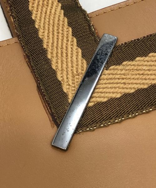 GUCCI（グッチ）GUCCI (グッチ) レザートートバッグ ブラウン×ベージュの古着・服飾アイテム