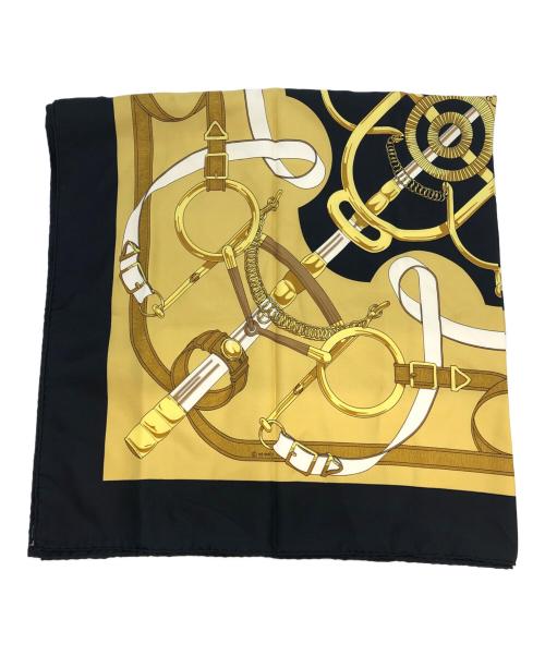 HERMES（エルメス）HERMES (エルメス) シルクスカーフ ゴールド×ブラックの古着・服飾アイテム