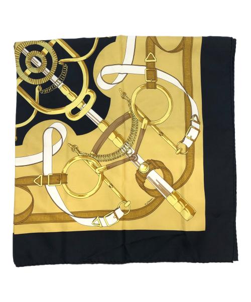 HERMES（エルメス）HERMES (エルメス) シルクスカーフ ゴールド×ブラックの古着・服飾アイテム