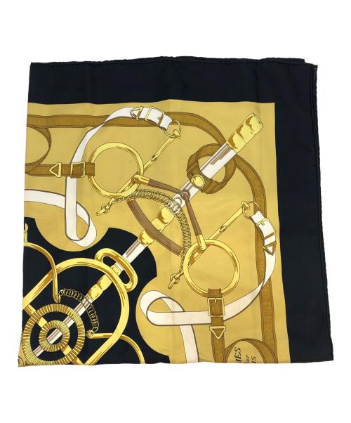 HERMES（エルメス）HERMES (エルメス) シルクスカーフ ゴールド×ブラックの古着・服飾アイテム