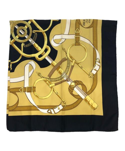 HERMES（エルメス）HERMES (エルメス) シルクスカーフ ゴールド×ブラックの古着・服飾アイテム