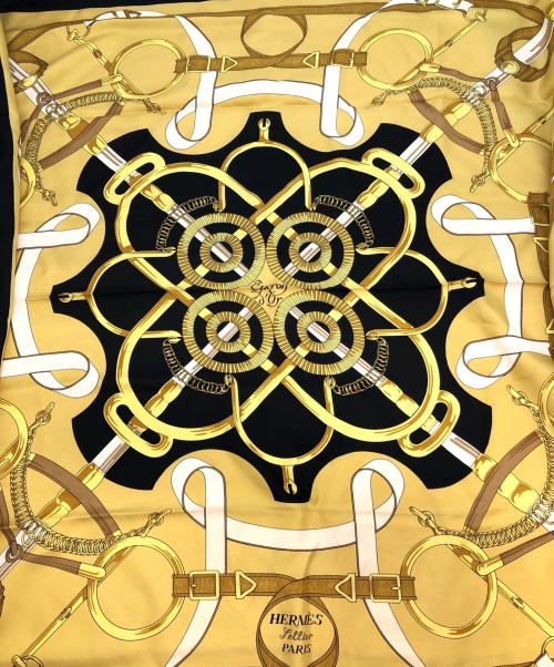 HERMES（エルメス）HERMES (エルメス) シルクスカーフ ゴールド×ブラックの古着・服飾アイテム