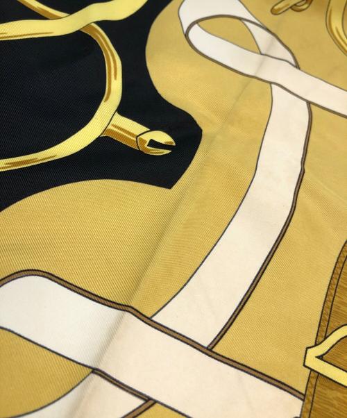 HERMES（エルメス）HERMES (エルメス) シルクスカーフ ゴールド×ブラックの古着・服飾アイテム