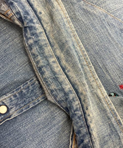 Hysteric Glamour（ヒステリックグラマー）Hysteric Glamour (ヒステリックグラマー) SUPER FUZZ刺繍 USED加工デニム長袖シャツ ブルー サイズ:SIZE Sの古着・服飾アイテム