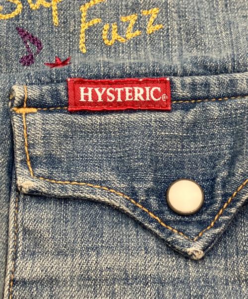 Hysteric Glamour（ヒステリックグラマー）Hysteric Glamour (ヒステリックグラマー) SUPER FUZZ刺繍 USED加工デニム長袖シャツ ブルー サイズ:SIZE Sの古着・服飾アイテム