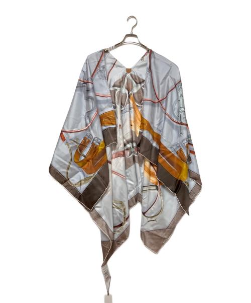 HERMES（エルメス）HERMES (エルメス) ポンチョ グレー×ブラウンの古着・服飾アイテム