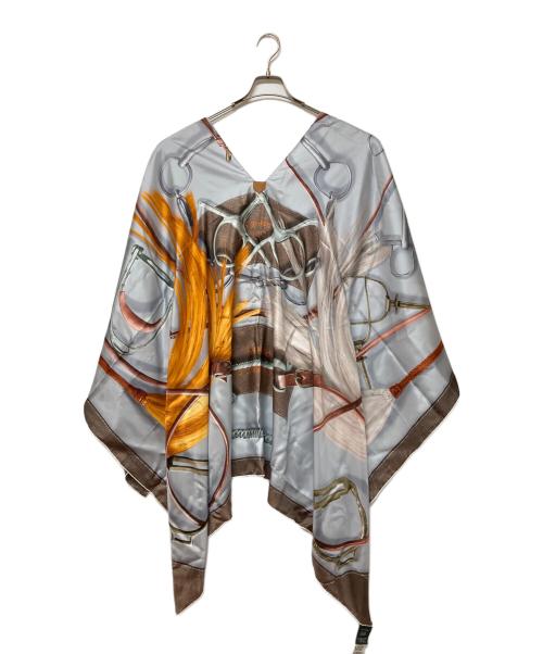 HERMES（エルメス）HERMES (エルメス) ポンチョ グレー×ブラウンの古着・服飾アイテム
