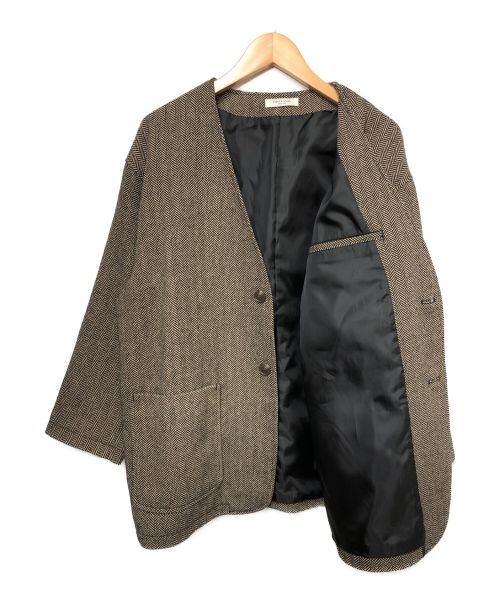 FREAK'S STORE（フリークスストア）FREAK'S STORE (フリークスストア) ノーカラーヘリンボーンツイードセットアップ ブラウン サイズ:Sの古着・服飾アイテム