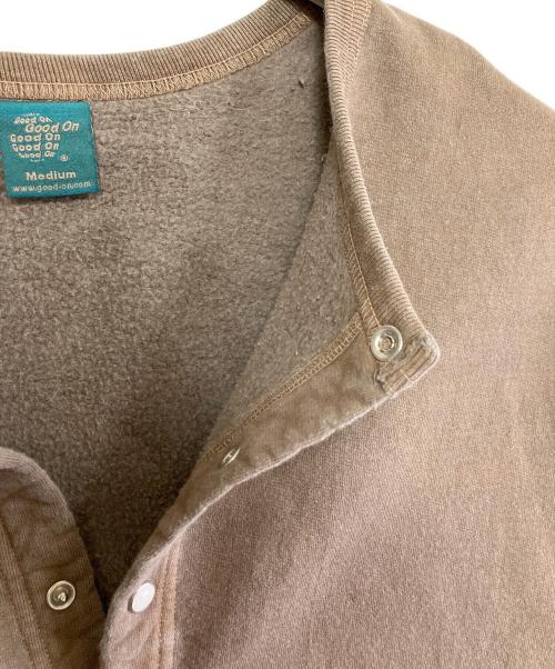 good on（グッドオン）good on (グッドオン) ピグメント加工クルーネックスウェットカーディガン ブラウン サイズ:Mの古着・服飾アイテム