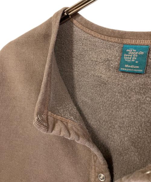 good on（グッドオン）good on (グッドオン) ピグメント加工クルーネックスウェットカーディガン ブラウン サイズ:Mの古着・服飾アイテム