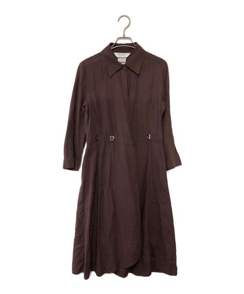 MaxMara（マックスマーラ）MaxMara (マックスマーラ) リネンラップワンピース ブラウン サイズ:Lの古着・服飾アイテム