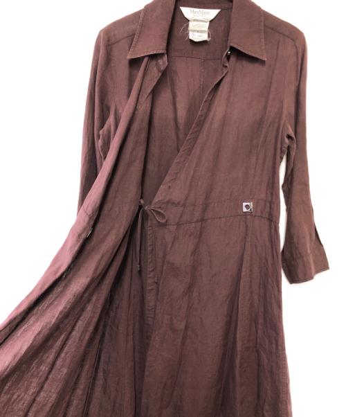 MaxMara（マックスマーラ）MaxMara (マックスマーラ) リネンラップワンピース ブラウン サイズ:Lの古着・服飾アイテム