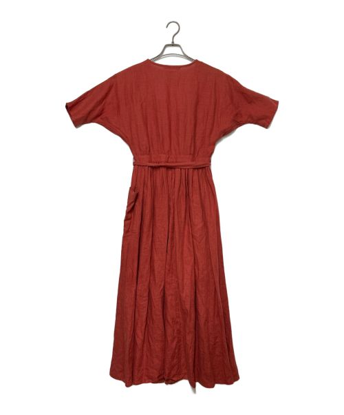 TSURU by MARIKO OIKAWA（ツルバイマリコオイカワ）TSURU by MARIKO OIKAWA (ツルバイマリコオイカワ) カシュクールリネンワンピース レッド サイズ:SIZE Freeの古着・服飾アイテム