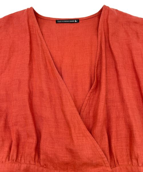 TSURU by MARIKO OIKAWA（ツルバイマリコオイカワ）TSURU by MARIKO OIKAWA (ツルバイマリコオイカワ) カシュクールリネンワンピース レッド サイズ:SIZE Freeの古着・服飾アイテム