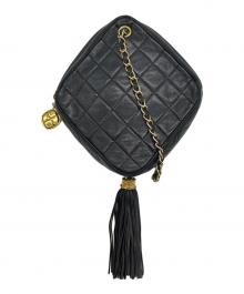 CHANEL（シャネル）の古着「フリンジチェーンショルダーバッグ」｜ブラック