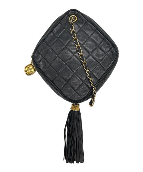 CHANEL（シャネル）CHANEL (シャネル) フリンジチェーンショルダーバッグ ブラックの古着・服飾アイテム