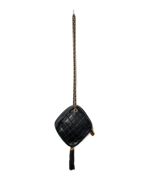 CHANEL（シャネル）CHANEL (シャネル) フリンジチェーンショルダーバッグ ブラックの古着・服飾アイテム