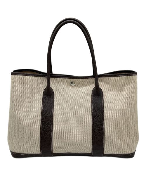 HERMES（エルメス）HERMES (エルメス) ガーデンパーティーPM アイボリー×ブラウンの古着・服飾アイテム