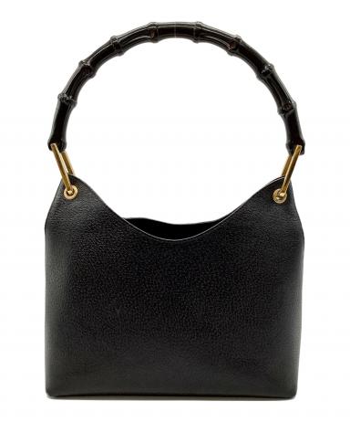 中古・古着通販】GUCCI (グッチ) バンブーハンドバッグ ブラック