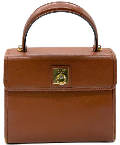 CELINE（セリーヌ）CELINE (セリーヌ) レザーハンドバッグ ブラウンの古着・服飾アイテム