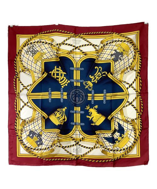 HERMES（エルメス）HERMES (エルメス) カレ90 ホワイト×ネイビーの古着・服飾アイテム