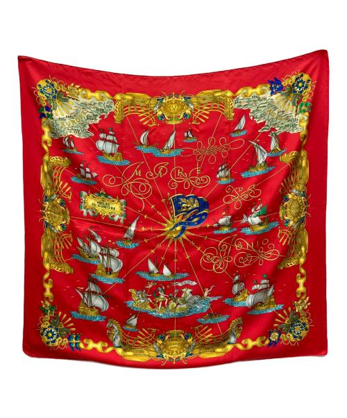 HERMES（エルメス）HERMES (エルメス) VOILES DE LUMIERE　スカーフ レッドの古着・服飾アイテム