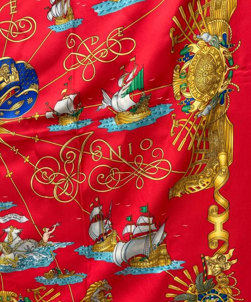HERMES（エルメス）HERMES (エルメス) VOILES DE LUMIERE　スカーフ レッドの古着・服飾アイテム